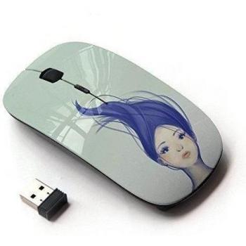 KawaiiMouse [ Ratón óptico 2.4G inalámbrico ] Blue Purple Haired Girl Womb Green