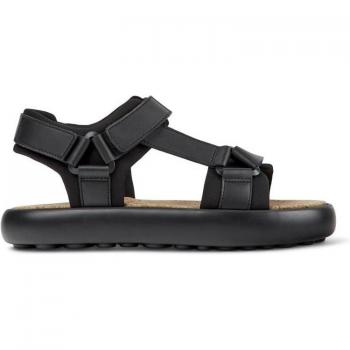CAMPER Pelotas Flota Sandals for Men - Black, Size 44, Smooth Leather/Cotton Fabric