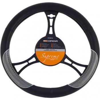 BC Corona INT30810 Funda de Volante Universal, Símil Piel, Negro/Gris