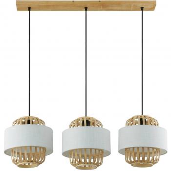 Lámpara colgante Lindby Louella, bambú, 80 cm, 3 luces, E27, color marrón, estilo tradicional para salón y comedor
