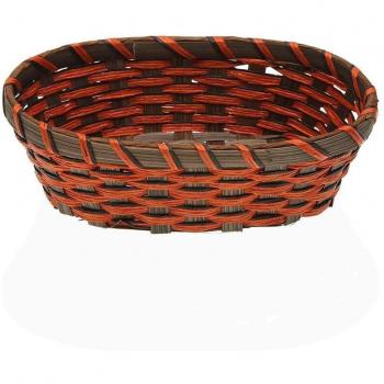 Cesta para el Pan Trenzada Naranja de Bambú y Algas Marinas (15,5 x 6,5 x 21 cm)