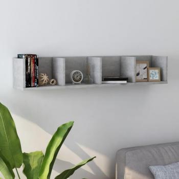Estante de CD de hormigón gris 100x18x18 cm madera multicapa