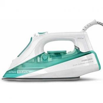 Taurus Hydra 2600 2600-Plancha de Vapor 2600W, Sistema antical y autolimpieza, antigoteo, Suela cerámica, Blanco/Verde, 150g/min, Plástico