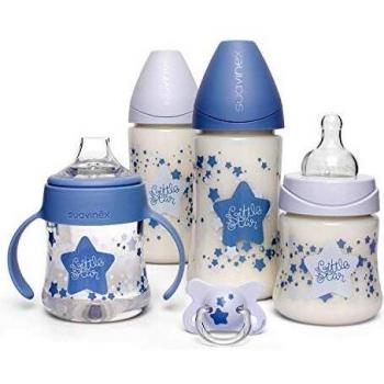 Suavinex, Pack Ahorro Little Star 2 biberones 270ml + 2 biberones 150ml + Chupete -2-4 meses, Azul