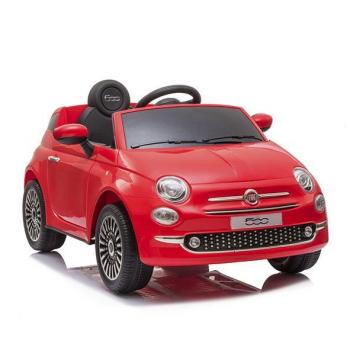 Fiat 500 Coche Eléctrico para Niños 12V Rojo con Control Remoto, MP3, Doble Motor de 30W, Dos Baterías de 4.5AH, Velocidad de