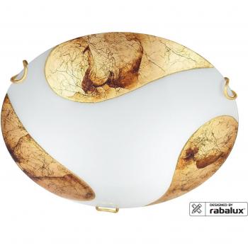 Plafón Rabalux Art Oro E27 1x60W Cristal Blanco Estilo Clásico IP20