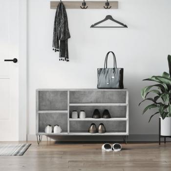 Mueble zapatero madera contrachapada 102x36x60 cm Color Blanco brillante, Gris hormigón, Gris sonoma