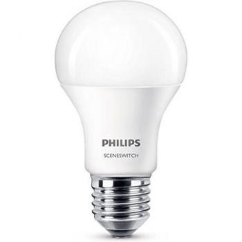 Philips Bombilla LED estándar SceneS Witch, casquillo gordo E27, 9.5 W equivalentes a 60 W en incandescencia, 806 lúmenes, luz blanca cálida a fría regulable con interruptor existente
