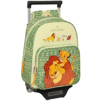 Mochila Escolar Safta MUFASA Infantil con Carro, 27 x 33 x 10 cm, Color Verde/Beige, Ideal para Niños de Diferentes Edades, Cómoda y Versátil, Calidad y Res