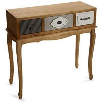 Versa Provenzal Mueble Recibidor Estrecho para la Entrada o el Pasillo, Mesa Consola, con 3 cajones, Medidas