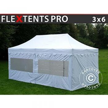 Carpa Plegable Rápida Impermeable FleXtents PRO Marruecos 3x6m Blanca con 6 Laterales