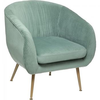Sillón de Terciopelo Verde Solaro Atmosphera - Sillón tapizado en terciopelo verde celadón, diseño elegante y moderno, estructura resistente, patas de madera, ideal para decoración interior