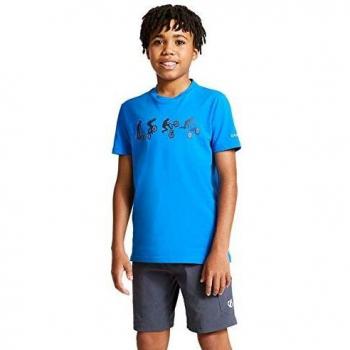 Dare2b Go Beyond-Camiseta Informal Estampada De Algodón T-Shirts/Polos/Vests, Niños, Atheltic Blue, 7-8