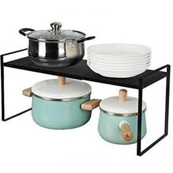 Taotigzu El estante de almacenamiento de metal extensible es para gabinetes de cocina, encimeras, cocina, alimentos y utensilios, podría ahorrar espacios, blanco…