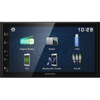Receptor multimedia para coche Kenwood DMX129DAB, 2 DIN, 64 W, Bluetooth, DAB+, pantalla de 6.8, compatible con múltiples formatos de audio y video