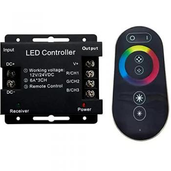 Controlador LED RGB con Control Remoto Warmpool - Focos RGBV y Cable de 4 Hilos DC12/24V 18A - Potente y Fácil de Instalar