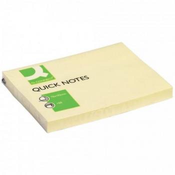 Bloc de notas adhesivas quita y pon Q-Connect 76x102 mm con 100 hojas amarillas