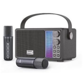 Altavoz Karaoke Multimedia Sami 15W con 2 Micrófonos Inalámbricos y Luz Dinámica