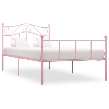 Estructura de cama metal rosa 100x200 cm