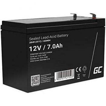 Green Cell AGM04 Batería para UPS/Sistema de Alimentación Ininterrumpida, Ácido Plomo Sellado (VRLA), Tipo Gel AGM, 12V 7Ah, Recargable, Sin