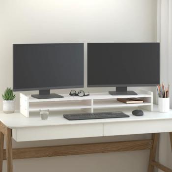 Soporte de Monitor Elevador de Madera Maciza de Pino Blanco 100x27x15 cm