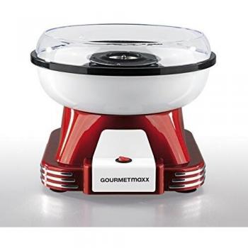GOURMETmaxx máquina de algodón de azúcar para uso doméstico | Con accesorios para el algodón de azúcar | Con palos de algodón de azúcar y cuchara medidora en diseño retro nostálgico