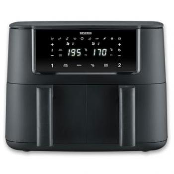 Freidora de aire caliente doble Severin FR 2463, 8 L, 2600 W, 10 programas automáticos