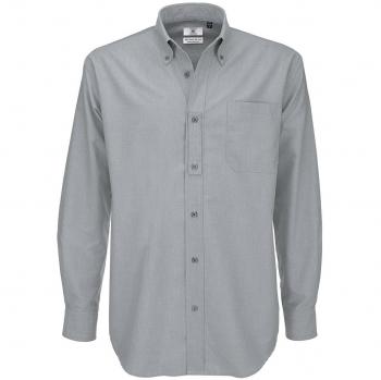 Camisa B&C para hombre, tela Oxford, de manga larga, camisas para hombre Gris Grey