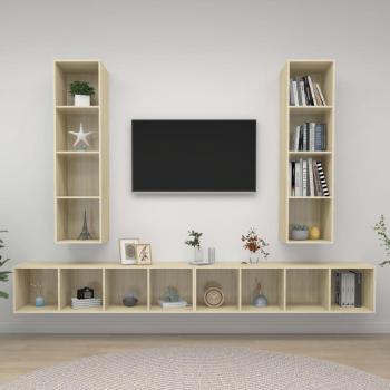 Mueble TV de pared 4 piezas Sonoma Wood Oak Multilayer