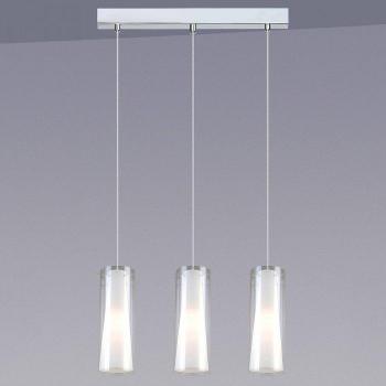 Lámpara colgante moderna Carole Chrome - Lámpara colgante de cromo con 3 luces, pantalla de vidrio, casquillo E27