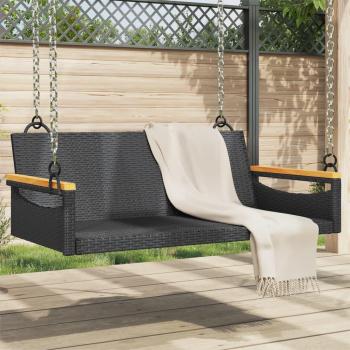 Banco columpio de ratán sintético negro 109x62x40 cm en polyrattan