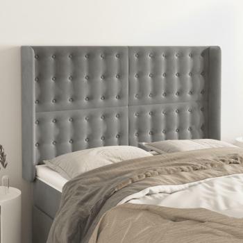 Cabecero con orejas de terciopelo gris claro 147x16x118/128 cm Vidaxl