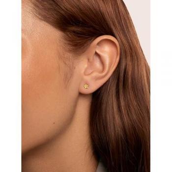 Pendiente Suelto Star Enamel en Plata de Ley 925 con Baño en Oro de 18 Kt, Motivo Estrella, Esmalte Amarillo y Cierre Tuerca a Presión - Joyas para Mujer
