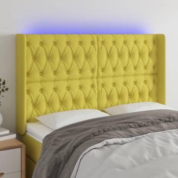 Cabecero LED de Tela Verde 147x16x118/128 cm