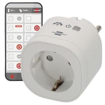 Enchufe Inteligente Wi-Fi Brennenstuhl 3680 W con Medición de Energía, Compatible con Alexa y Google Assistant, Temporizador y App Gratuita