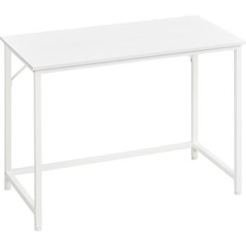 Mesa de escritorio industrial greige, marrón avellana y marrón miel, estructura de acero negro, carga máxima 50 kg, dimensiones 100x50x75 cm