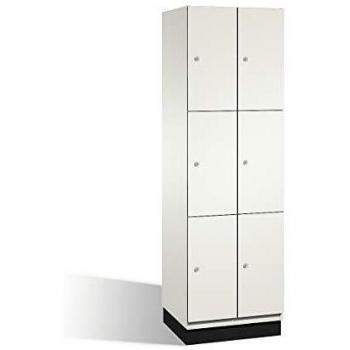Armario de compartimentos bajo llave C+P Cambio, 3 lockers, puertas de acero, color blanco, dimensiones 600 mm