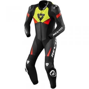 Mono de Moto Revit Argon 2 de Piel - Negro, Rojo y Amarillo - Talla 48
