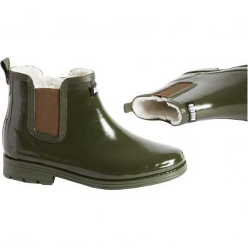 Aigle Carville 2 Women's Rain Boots with Fur, Khaki Green