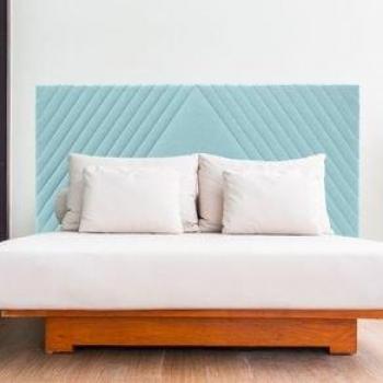 Cabecero Ribadesella de Tela con Guata y Diseño de Líneas en Color Menta - 150 cm