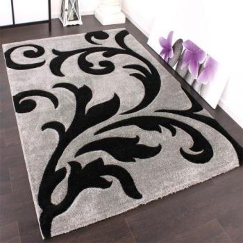 Alfombra De Diseño Festival Con Contorneado Y Dibujo En Gris Y Negro, Grösse:160x230 cm