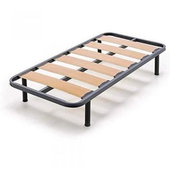 Somier de Lama Ancha Reforzada 90x190 cm Fabricado en España con Patas Cilíndricas y Tacos Anti-Ruido