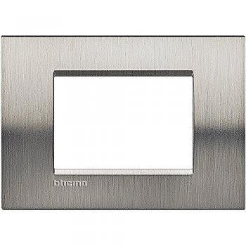 Placa Cuadrada Livinglight Acero Pulido 3 Módulos Bticino