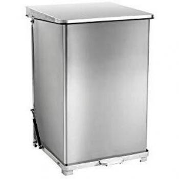 Cubo de Basura Industrial con Pedal de Acero Inoxidable, Volumen 152 L, Dimensiones 770 x 540 x 540 mm