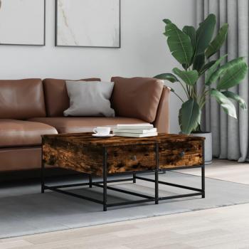 Mesa de centro de madera de ingeniería 80x80x40 cm en color negro, roble sonoma y roble ahumado, ideal para salón o comedor, también conocida como mesita auxiliar o mesa de café