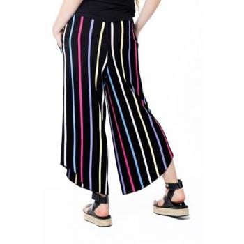Mamatayoe - Pantalón de mujer fluido en raya tejida con bajo corte camisero, Talla XXL
