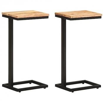 Mesas Auxiliar 2 Piezas Madera Mango Maciza 31,5x24,5x64,5 cm