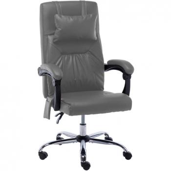 vidaXL Silla de Oficina de Masaje Cuero Sintético Gris Antracita