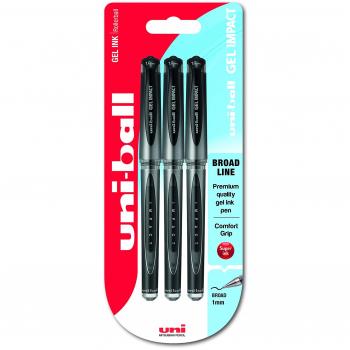 uni-ball Signo UM-153S Gel Impact Rollerball Pen - Black, Pack of 3