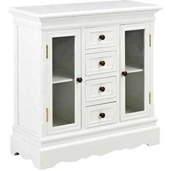 Aparador de madera maciza de pino blanco 70x28x70 cm - Mueble de Almacenaje de Salón, Armarios con Puertas, Cajón de Madera, Buffet para salón Moderno, Armario Aux
